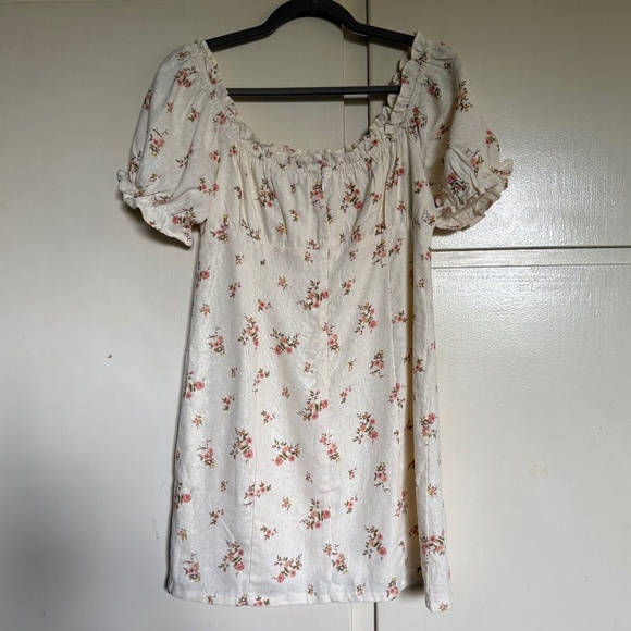 Audrey 3+1 Floral Linen Blend Mini Dress Milkmaid Size Small - Picture 5 of 10